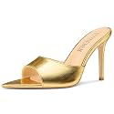 TNYNFBEB Womens Stiletto High Heel Pointed Open Toe Sandals Mules Shoes Slingback Slip-on Prom Party Dress Summer 3.9 Inches Heels