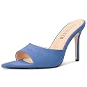 TNYNFBEB Womens Stiletto High Heel Pointed Open Toe Sandals Mules Shoes Slingback Slip-on Prom Party Dress Summer 3.9 Inches Heels