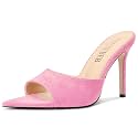 TNYNFBEB Womens Stiletto High Heel Pointed Open Toe Sandals Mules Shoes Slingback Slip-on Prom Party Dress Summer 3.9 Inches Heels