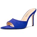 TNYNFBEB Womens Stiletto High Heel Pointed Open Toe Sandals Mules Shoes Slingback Slip-on Prom Party Dress Summer 3.9 Inches Heels
