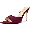 TNYNFBEB Womens Stiletto High Heel Pointed Open Toe Sandals Mules Shoes Slingback Slip-on Prom Party Dress Summer 3.9 Inches Heels