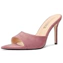 TNYNFBEB Womens Stiletto High Heel Pointed Open Toe Sandals Mules Shoes Slingback Slip-on Prom Party Dress Summer 3.9 Inches Heels