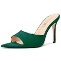 TNYNFBEB Womens Stiletto High Heel Pointed Open Toe Sandals Mules Shoes Slingback Slip-on Prom Party Dress Summer 3.9 Inches Heels