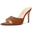 TNYNFBEB Womens Stiletto High Heel Pointed Open Toe Sandals Mules Shoes Slingback Slip-on Prom Party Dress Summer 3.9 Inches Heels
