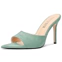 TNYNFBEB Womens Stiletto High Heel Pointed Open Toe Sandals Mules Shoes Slingback Slip-on Prom Party Dress Summer 3.9 Inches Heels