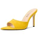 TNYNFBEB Womens Stiletto High Heel Pointed Open Toe Sandals Mules Shoes Slingback Slip-on Prom Party Dress Summer 3.9 Inches Heels