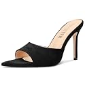 TNYNFBEB Womens Stiletto High Heel Pointed Open Toe Sandals Mules Shoes Slingback Slip-on Prom Party Dress Summer 3.9 Inches Heels