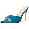 TNYNFBEB Womens Stiletto High Heel Pointed Open Toe Sandals Mules Shoes Slingback Slip-on Prom Party Dress Summer 3.9 Inches Heels