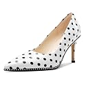 TNYNFBEB Womens Stiletto Mid Heel Pointed Toe Pumps Slip-on Sliver Beaded Prom Wedding Dress Basic Classic Patent Leather 3.5 Inches Heels