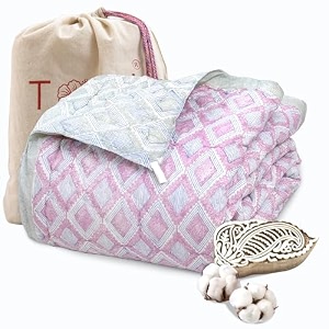 toaiart jaipuri quilt  lightweight comforterrazairajai  hand quilted  block printed reversible 3 layer premium mulmul cotton cotton wool filling single 90 x 108  vintage lines checks