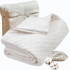 toaiart jaipuri quilt  lightweight comforterrazairajai  hand quilted  block printed reversible 3 layer premium mulmul cotton cotton wool filling queen size 90 x 108  while solid