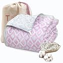 TOAIArt Jaipuri Quilt | Lightweight Comforter/Razai/Rajai | Hand Quilted | Block Printed Reversible 3 Layer| Premium Mulmul Cotton| Cotton Wool Filling| Single 90” X 108” | Vintage Lines Checks