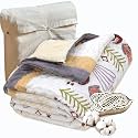 TOAIArt Jaipuri Quilt | Lightweight Comforter/Razai/Rajai | Hand Quilted | Block Printed Reversible 3 Layer| Premium Mulmul Cotton| Cotton Wool Filling| King Size 108” X 90” | Yellow Polka Homes