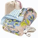 TOAIArt Jaipuri Quilt | Lightweight Comforter/Razai/Rajai | Hand Quilted | Block Printed Reversible 3 Layer| Premium Mulmul Cotton| Cotton Wool Filling| Single Size 60” X 90” | Lotus Vines