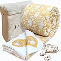 TOAIArt Jaipuri Quilt | Lightweight Comforter/Razai/Rajai | Hand Quilted | Block Printed Reversible 3 Layer| Premium Mulmul Cotton| Cotton Wool Filling| Double 90'' X 108''| Yellow Kalamkari
