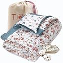 TOAIArt Jaipuri Quilt | Lightweight Comforter/Razai/Rajai | Hand Quilted | Block Printed Reversible 3 Layer| Premium Mulmul Cotton| Cotton Wool Filling| Baby Size 40” X 60” |Funny Fox