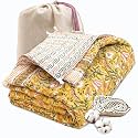 TOAIArt Jaipuri Quilt | Lightweight Comforter/Razai/Rajai | Hand Quilted | Block Printed Reversible 3 Layer| Premium Mulmul Cotton| Cotton Wool Filling| Single Size 60” X 90” |Mohan Van