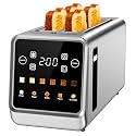 Toaster 4 Slice Long Slot with Digital Touchscreen & 1-Touch Memory for Family | Stainless Steel for Bagels & Artisan Bread | Defrost Reheat & Single-Slice Modes