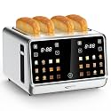 Toaster 4 Slice with TouchScreen, Memory Function & Single-Slot Focus, Keenstone 1800W Smart Digital Toaster for Ultimate Control, Wide Slot to Reheat & Defrost Bagels, Bread, Waffles, Stainless Steel