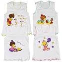 ToBeInStyle Girl's 4 Pack 100% Cotton Ruffle Hem Tank Tops Super Soft Undershirts