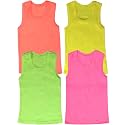 ToBeInStyle Girl's 4 Pack 100% Cotton Ruffle Hem Tank Tops Super Soft Undershirts