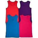 ToBeInStyle Girl's 4 Pack 100% Cotton Ruffle Hem Tank Tops Super Soft Undershirts