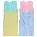 ToBeInStyle Girl's 4 Pack 100% Cotton Ruffle Hem Tank Tops Super Soft Undershirts