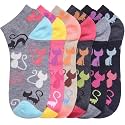 ToBeInStyle Pack of 6 Printed &amp; Solid Low Cut Ankle Socks - Kid’s &amp; Adults