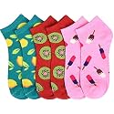 ToBeInStyle Pack of 6 Printed &amp; Solid Low Cut Ankle Socks - Kid’s &amp; Adults