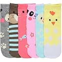 ToBeInStyle Pack of 6 Printed &amp; Solid Low Cut Ankle Socks - Kid’s &amp; Adults