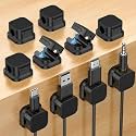 Tobfit 10-Pack Magnetic Cable Clips – Strong Adhesive Cord Holder for Desk, Phone Charger, Computer, Car &amp; Home Office Cable Management-Black