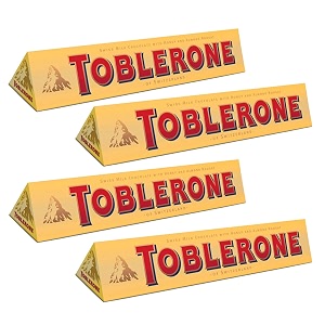toblerone milk chocolate with honey and almond nougat pack of 4 x 100 gram