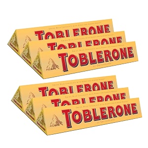 toblerone milk chocolate with honey and almond nougat pack of 6 x 100 gram