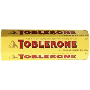 toblerone swiss milk chocolate with honey and almond nougat 6 - 352 oz100g bars total net 1lb 512 oz600g