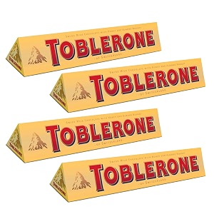 toblerone of switzerland milk chocolate with honey and almond nougat - 4 pack pouch 4 x 100 g