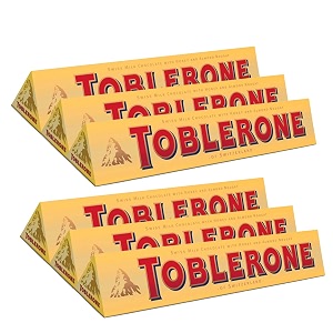 toblerone of switzerland milk chocolate with honey and almond nougat 353 oz  100 g 6 pack