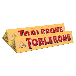 toblerone of switzerland milk chocolate with honey and almond nougat 2 x 200 g