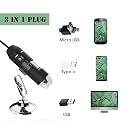 Tobo 1000x Magnification Endoscope, 8 LED USB 2.0 Digital Microscope, 3 in 1 and Metal Stand,USB Microscope, Compatible with Mac Window 7 8 10 Android Linux (Black) - TD-584IM