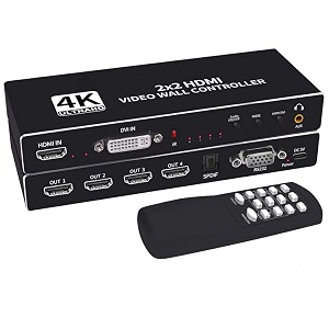 tobo 2x2 hdmi video wall controller 1080p60hz hdmi dvi tv wall processor with audio out 4k hdmi video image processor with rs232 support 180 rotate 2x2 1x2 1x3 1x4 2x1 3x1 4x1 mode-td-907h-01
