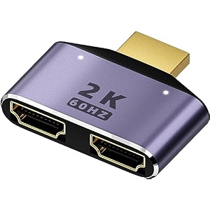 tobo hdmi 1 in 2 out splitter adapter 2k60hz hdtv 2 in 1 hd display bi-directional selector switcher hdmi 1 male to 2 female connectorwith led light td-1068tc