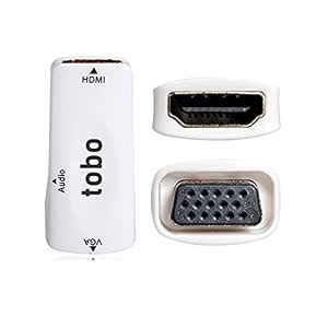 tobo hdmi to vga adapter active hdmi to vga converter female to female with audio support hd 1080p60hz tv stick laptop roku xbox 35mm audio cable included - td-445h-03