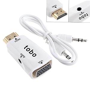 tobo hdmi to vga compact gold-plated hdmi to vga adapter male to female compatible with computer desktop laptop pc monitor projector raspberry pi roku xbox ps4 td-508h