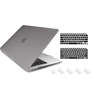 tobo plastic hard shell case compatible with newest air 13 inch release 2020 2019 2018  a2337 m1 a2179 a1932  with keyboard cover touch id protective case grey - td-088cc