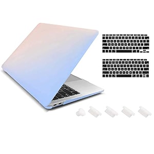 tobo plastic hard shell case compatible with newest air 13 inch release 2020 2019 2018  a2337 m1 a2179 a1932  with keyboard cover touch id protective case pink-blue - td-132cc