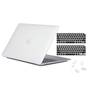 tobo plastic hard shell case compatible with newest air 13 inch release 2020 2019 2018  a2337 m1 a2179 a1932  with keyboard cover touch id protective case frosted-clear - td-094cc-03