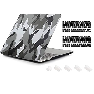 tobo plastic hard shell case compatible with newest air 13 inch release 2020 2019 2018  a2337 m1 a2179 a1932  with keyboard cover touch id protective case army-black - td-092cc