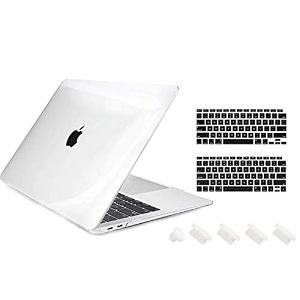 tobo plastic hard shell case for newest air 13 inch release 2020 2019 2018  a2337 m1 a2179 a1932  with keyboard cover touch id protective case crystal-clear - td-094cc-04