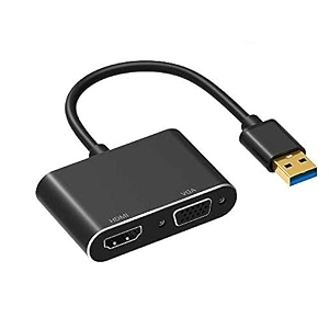 tobo usb 30 to hdmi vga adapter dual outputusb to vga hdmi adapter plug and play hd 1080p converter cable for windows 7810 computers black 105  105  24mm 5201b