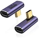 Tobo USB C Right Angle Adapter 240W, USB Adapter 40Gbps, USB C Adapter 90 Degree USB C Male to Female Extender Support 8K Video with LED Light for ipad, MacBook, Tablet, Phone Pack of 2 (TD-940CC-)