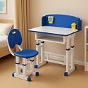 Toby Study Desk Chair Set for Kids with Drawer, Primary School Homework Desks, Children's Writing Desks, Study Table with Chair for Boys and Girls with Adjustable Height | with 8+1 Ext Board (Blue)